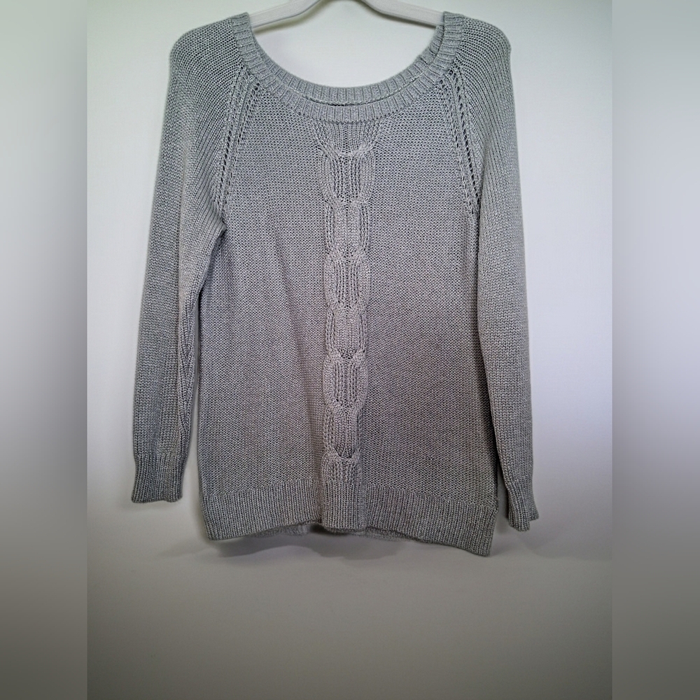 Apt. 9 Women's Light Gray Cable Knit Sweater